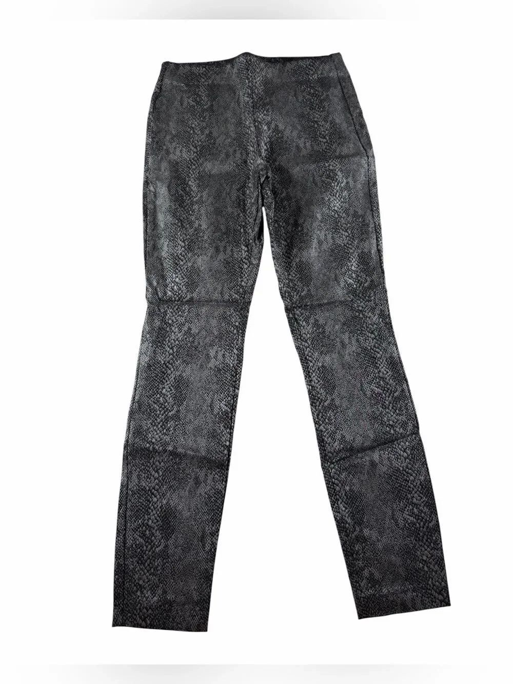 Black Snake-Print Faux Leather Flare Pants